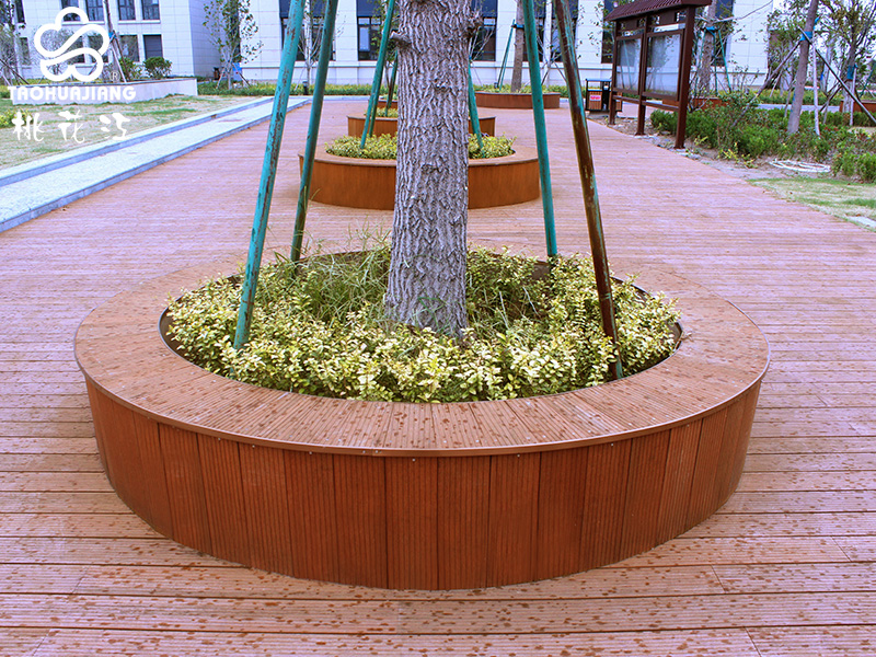 圆形竹木围树椅