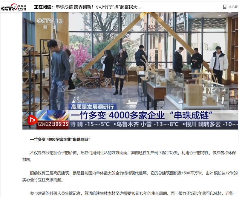 央视新闻—串珠成链 跨界创新！小小竹子“撑”起富民大产业