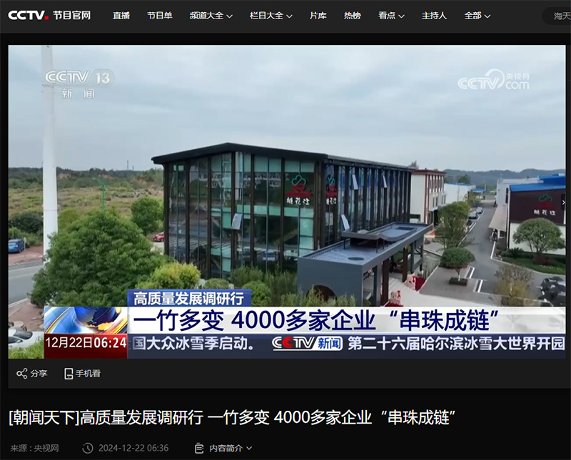 央视朝闻天下 一竹多变 4000多家企业“串珠成链”